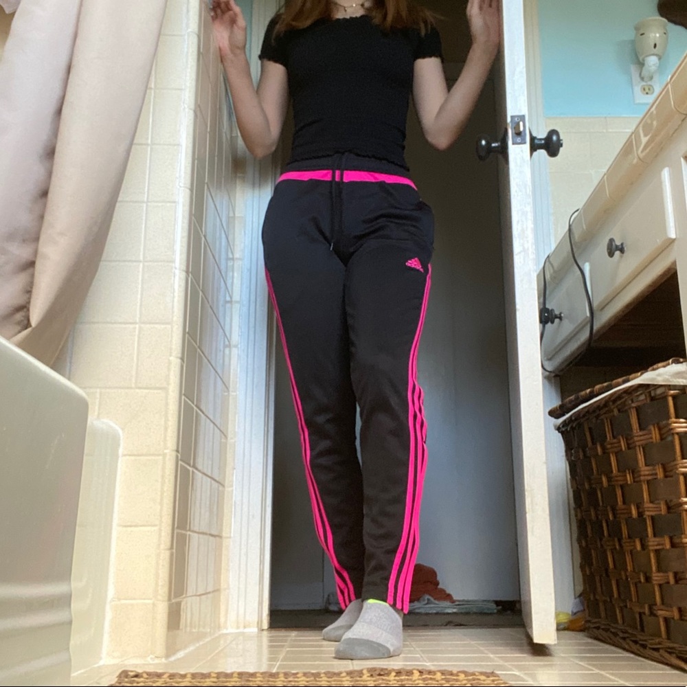 Adidas Fuchsia Pink Striped Joggers
